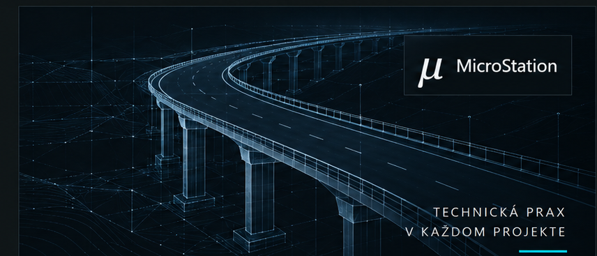 Tmavá technická vizualizácia mostnej komunikácie v štýle CAD modelu